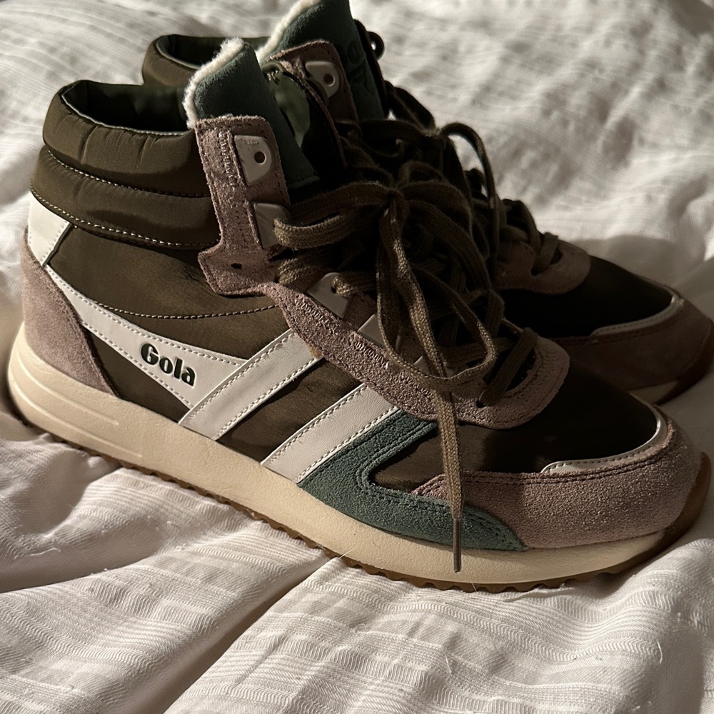 Gola Olive and Beige High-Top Sneakers Hiking Shoe